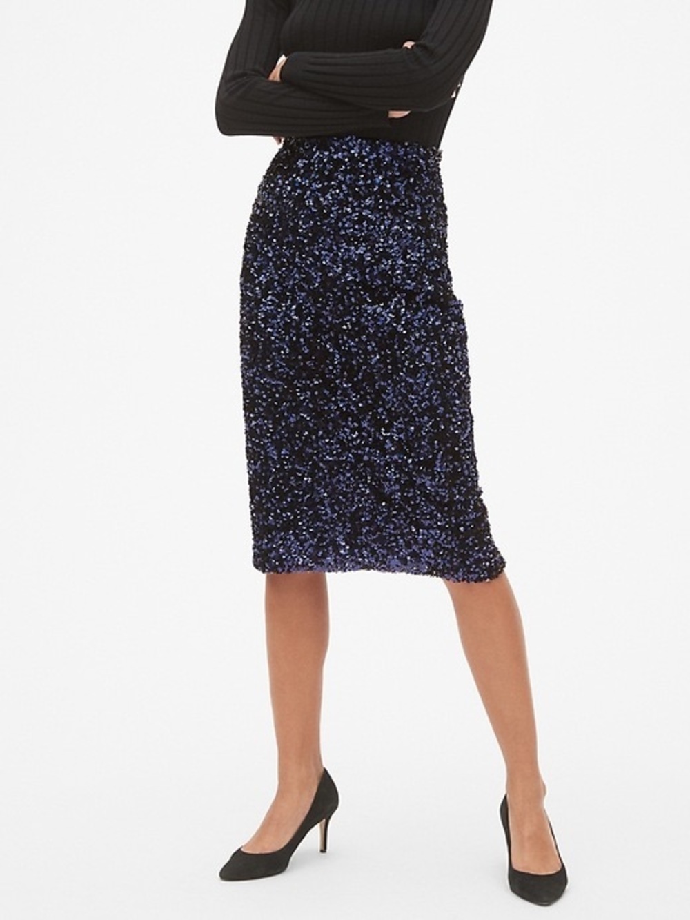 Gap Sequin Pencil Skirt -Dark Midnight Size Large NWT